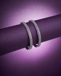 3 Line AD Studded Rhodium Plated Bangles (Pack of 2)