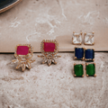4 Color Changeable Rose Gold Square Studs