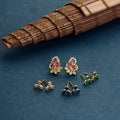 4 Color Leafy Changeable Gold Plated Studs