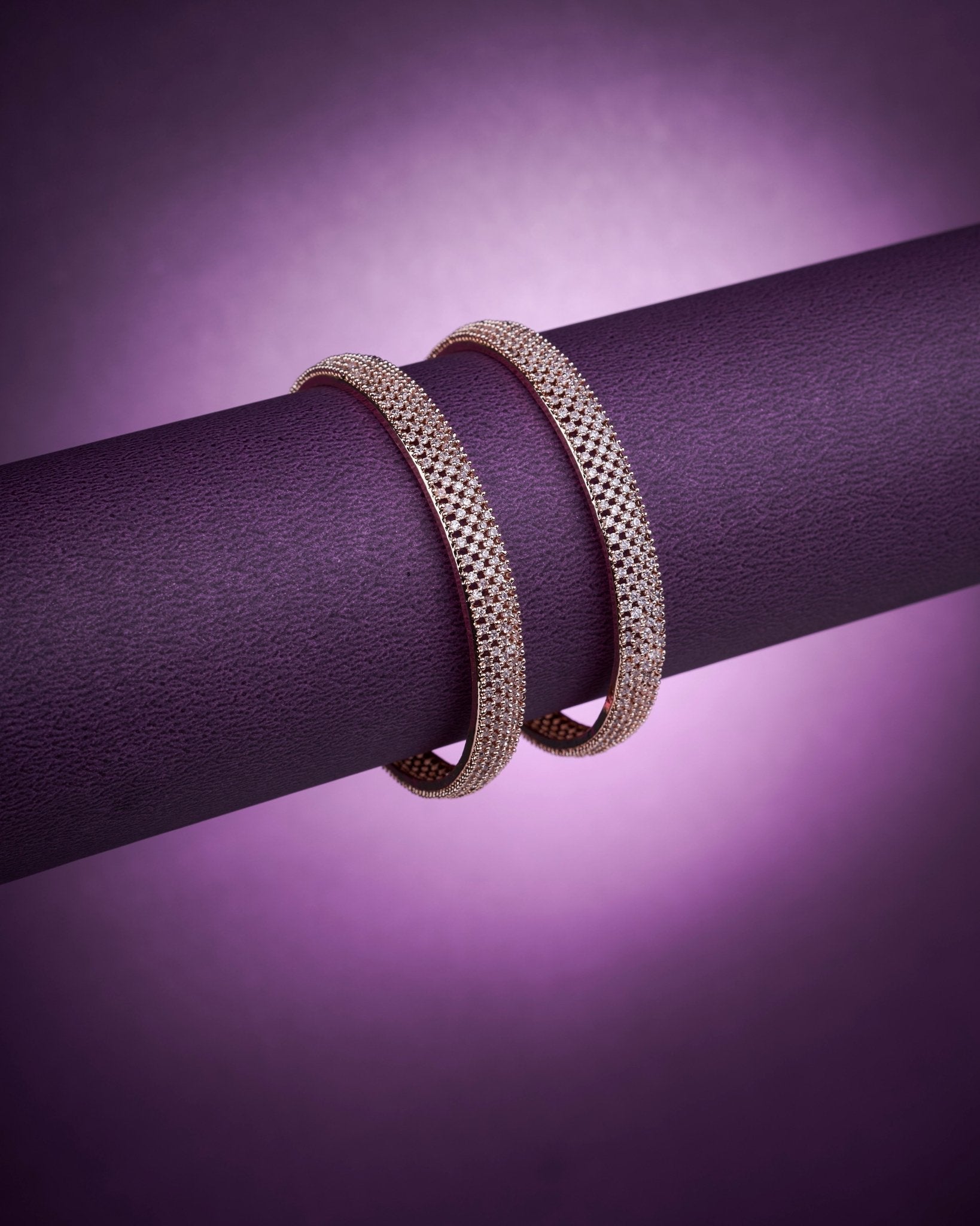 5 Line AD Studded Rose Gold Bangles (Pack of 2)