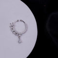 Teardrop Charm AD Rhodium Plated Nose Pin