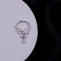 Floral Cascading AD Rhodium Plated Nose Pin