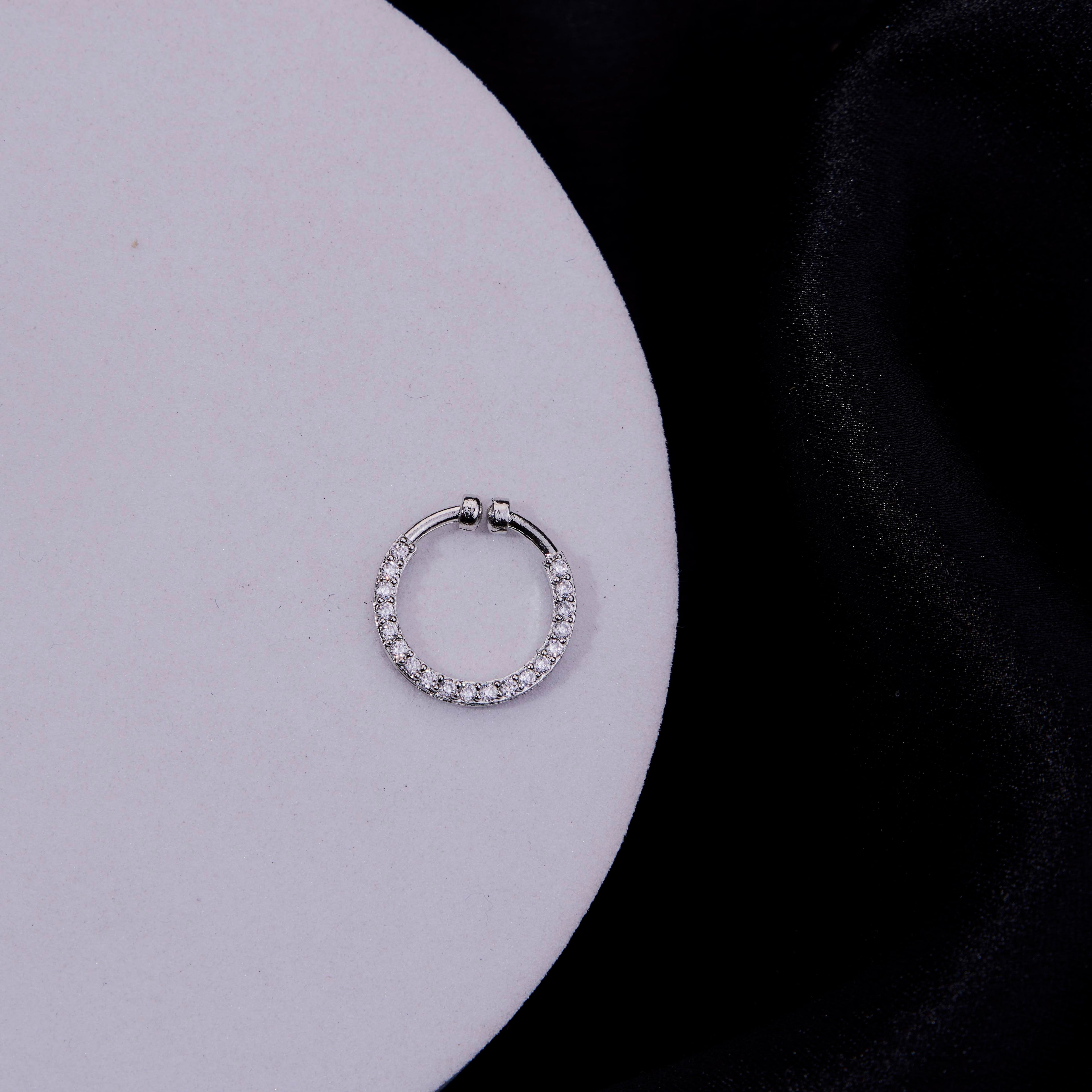 Trendz AD Rhodium Plated Nose Pin