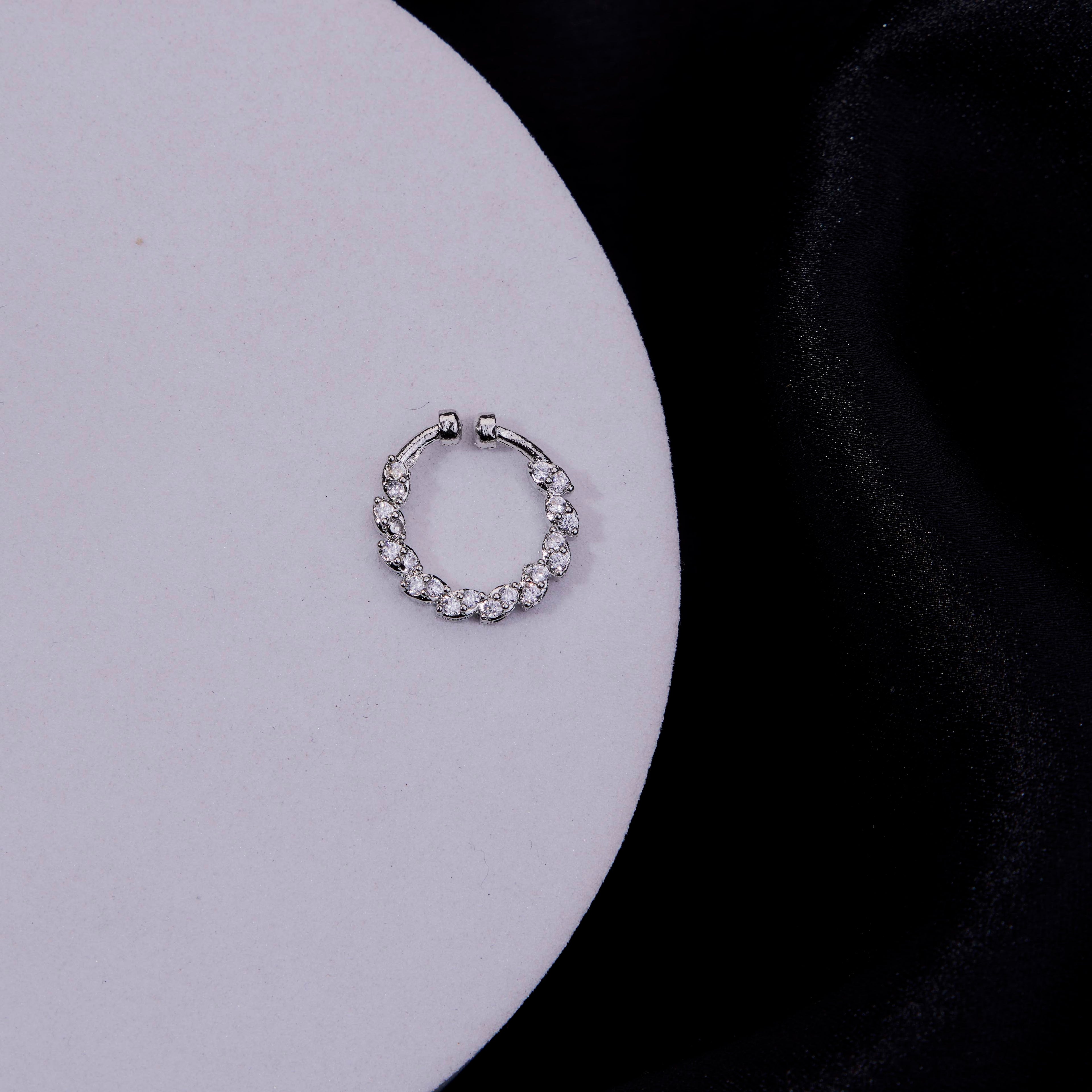 Hoop Rhodium Plated AD Nose Pin