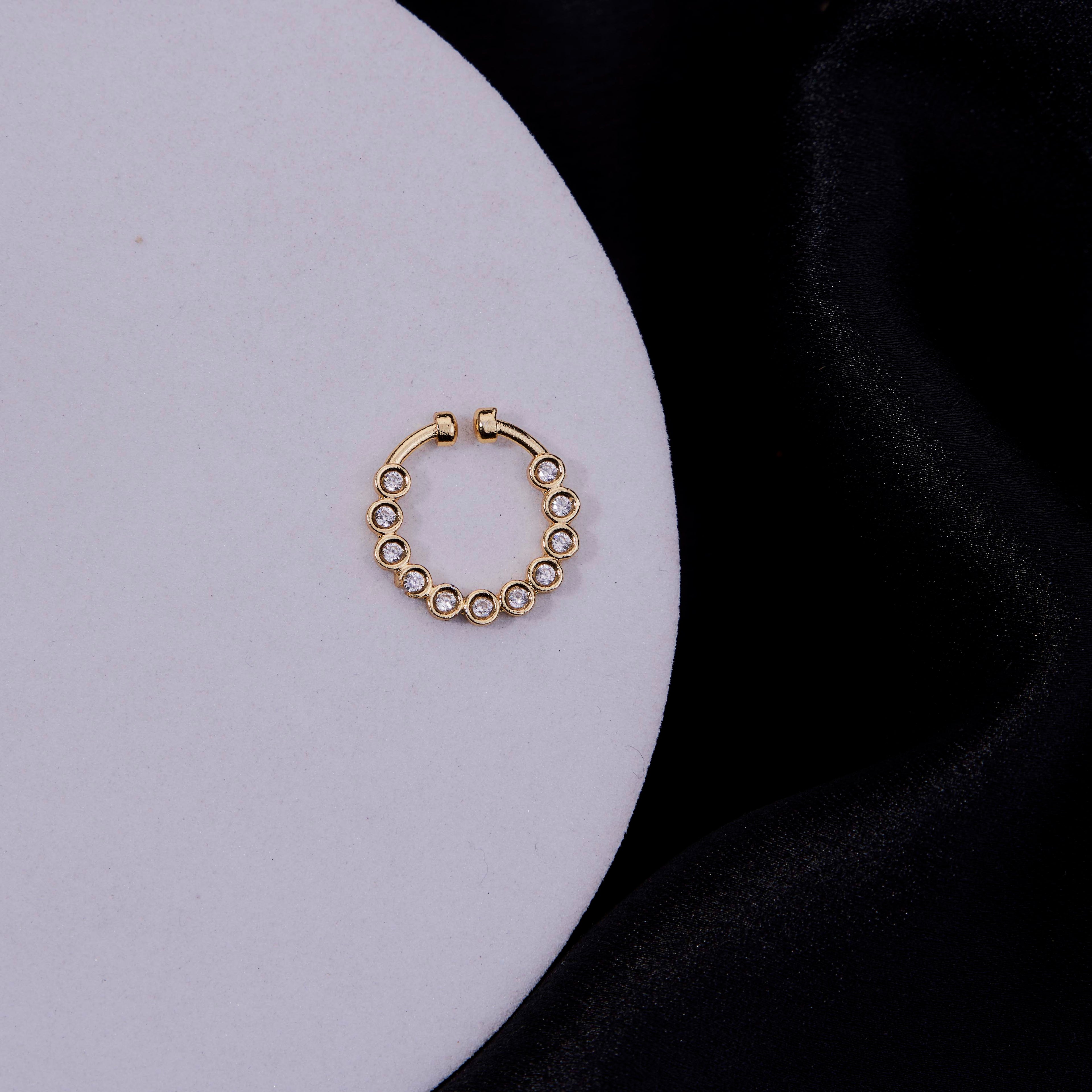 Cascading Gold Plated AD Nose Pin