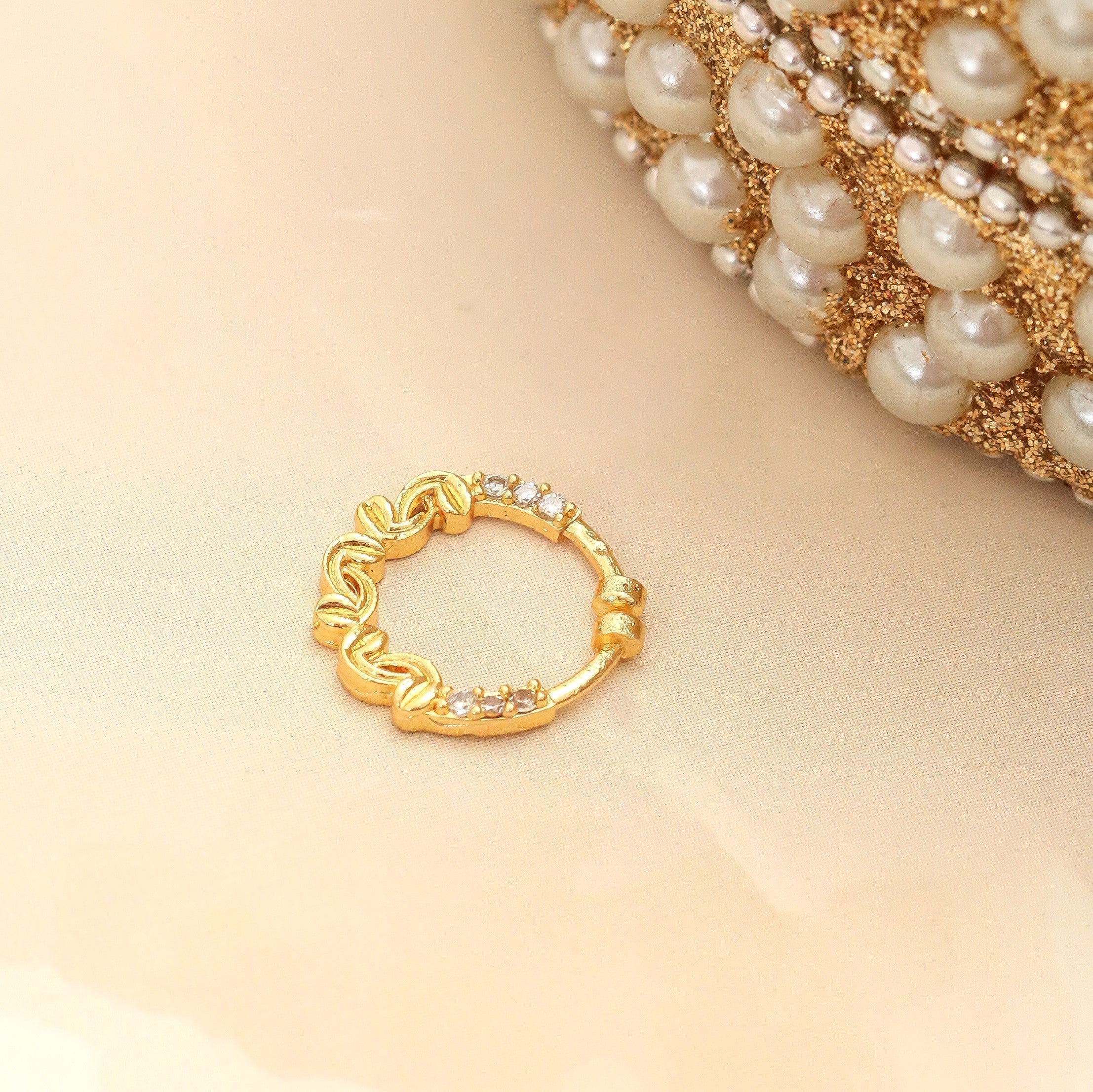 Twisted Gold Plated AD Nose Pin