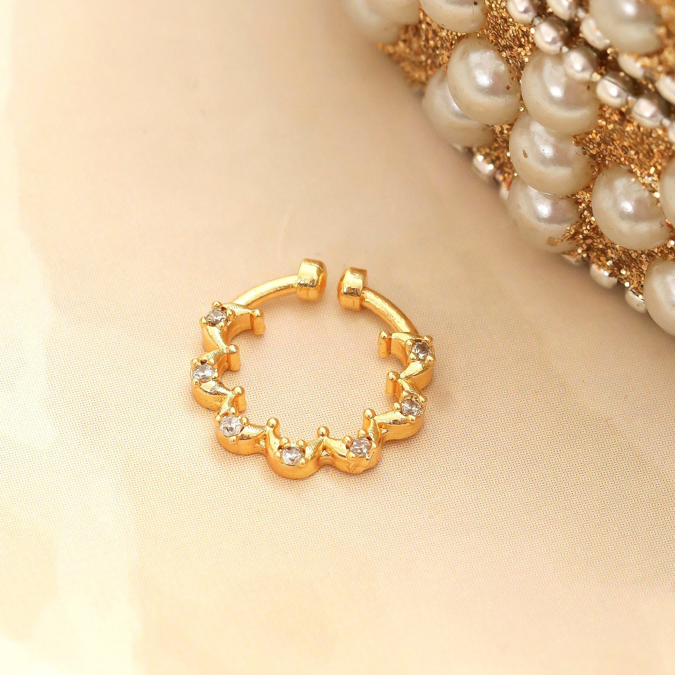 Spiral Hoop Gold Plated AD Nose Pin