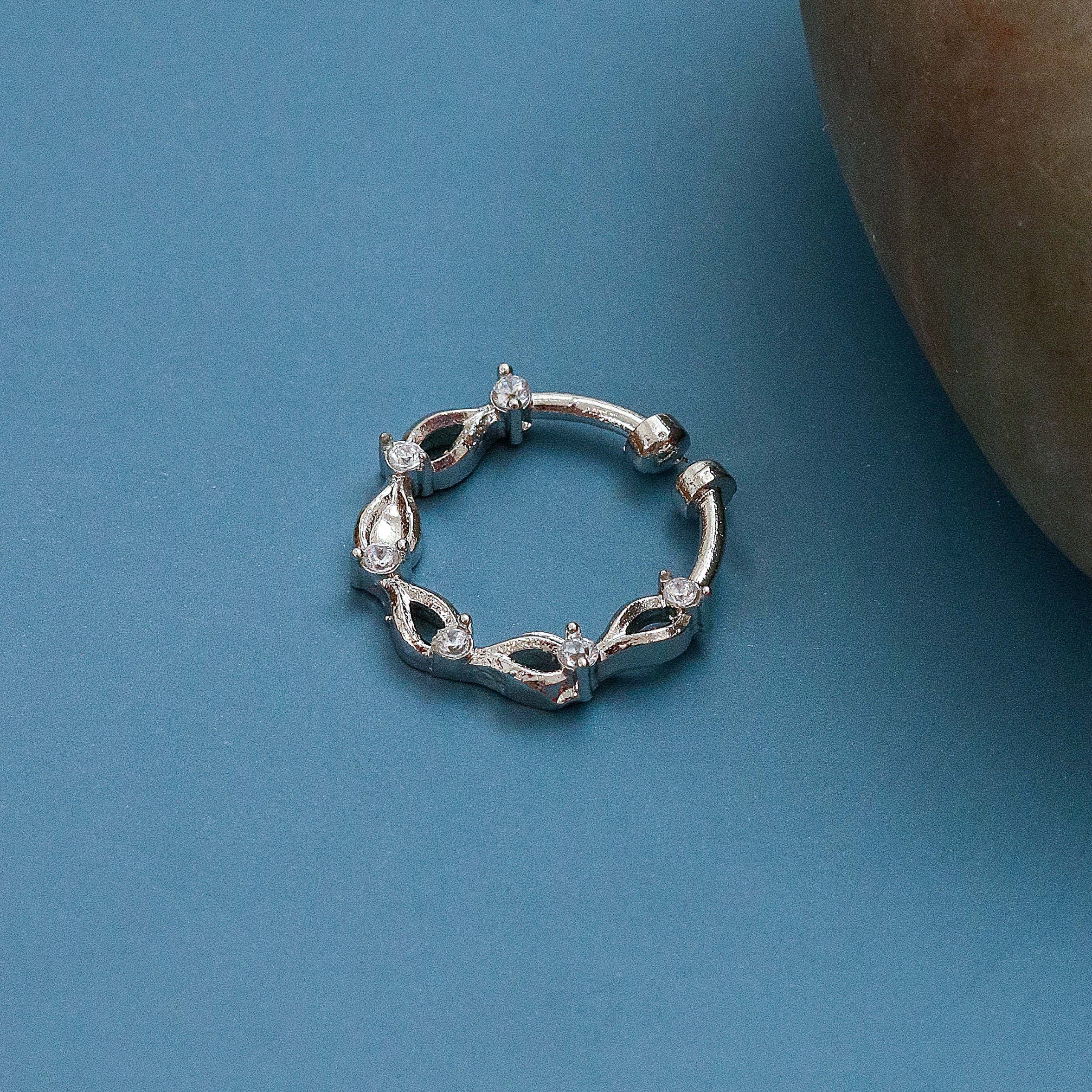 Marquise Rhodium Plated AD Nose Pin