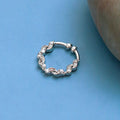Floral Motif Hoop Rhodium Plated AD Nose Pin