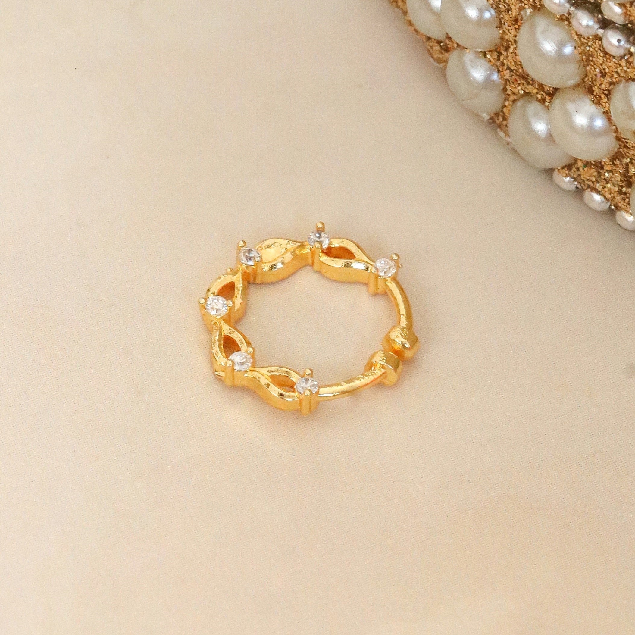 Gold Plated Twisted Loop CZ Nose Pin