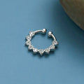 Rhodium Plated Heart Shape CZ Nose Pin