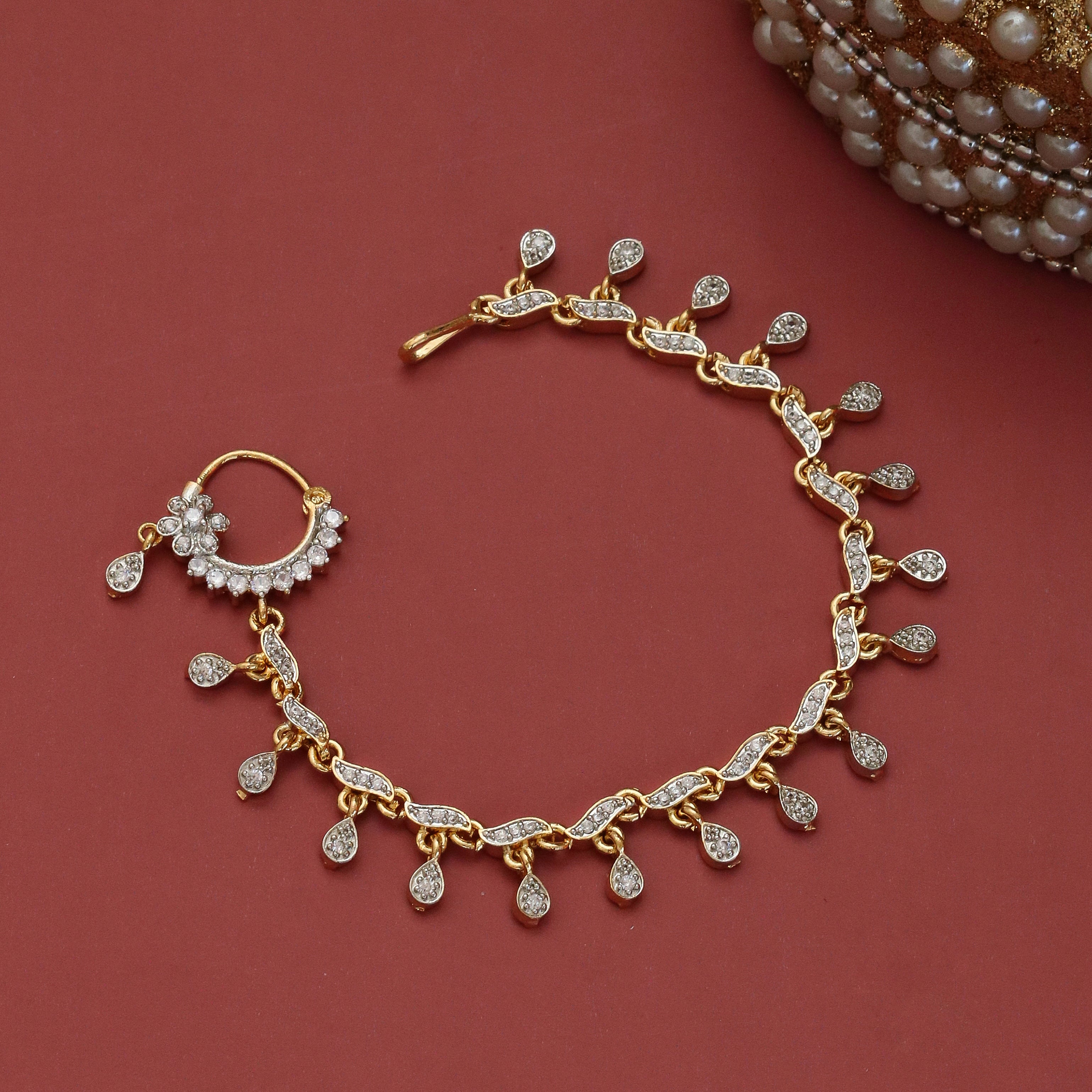 Floral Enchated Traditional Gold Plated Tana Nath