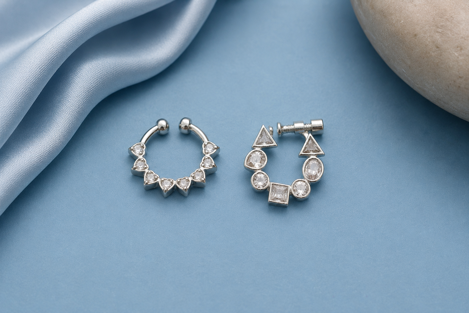 Elegant AD Studded Faux Nose Pin Set