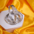 Crystal Studded AD Rhodium Plated Bangle (Pack of 4)