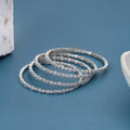 Rhodium Plated American Diamond (AD) Studded Bangle Set (Pack of 4)