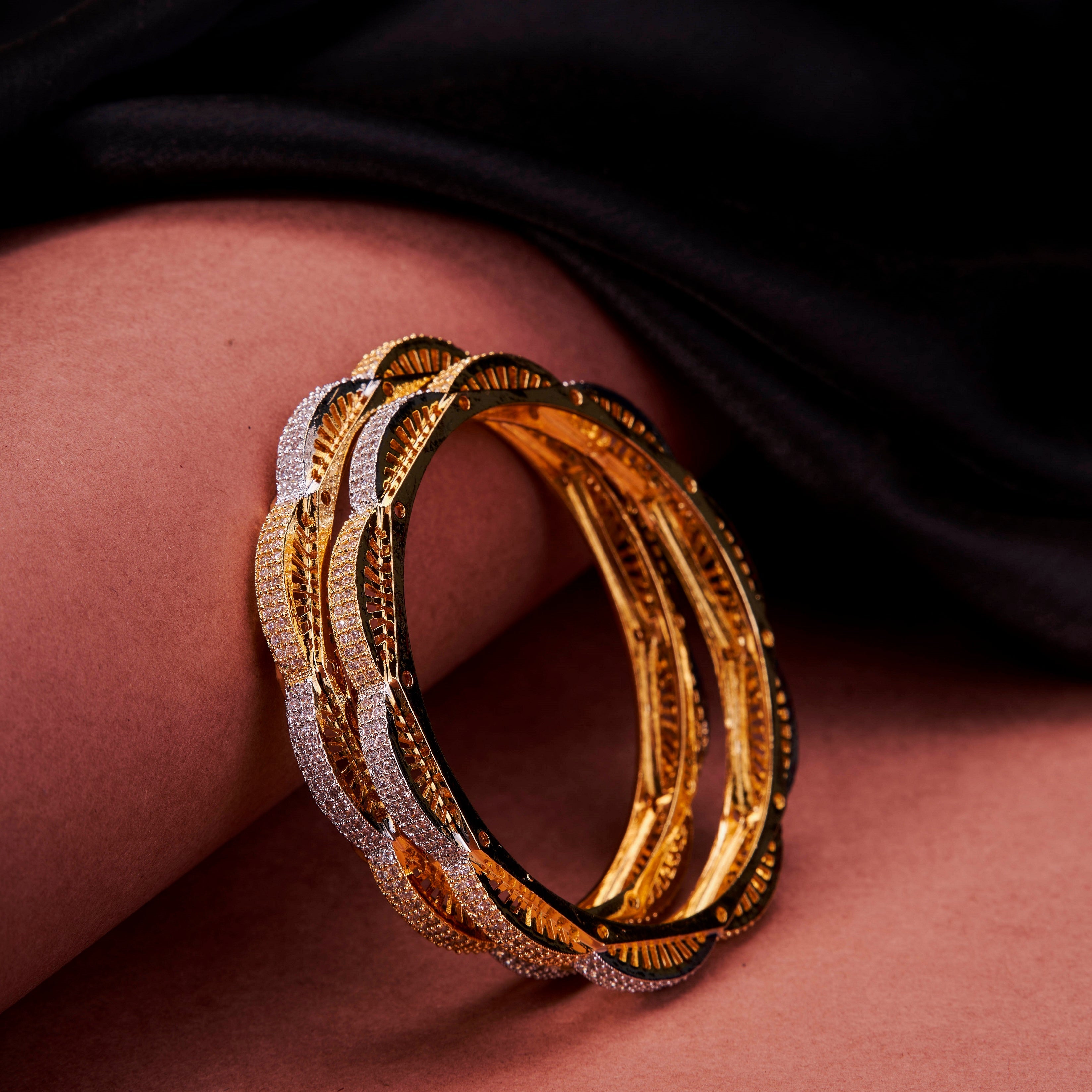 Traditional Engraved Gold Silver Plated Bangles