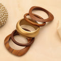 Resin & Sheesham Wood Bangle Set with Geometric Pattern- Pack of 5 (Size-2.6)