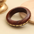 Sheesham Wood Beaded Border Broad Bangle (Size-2.6)