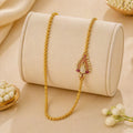 Gold Plated Peacock Design CZ Temple Chain