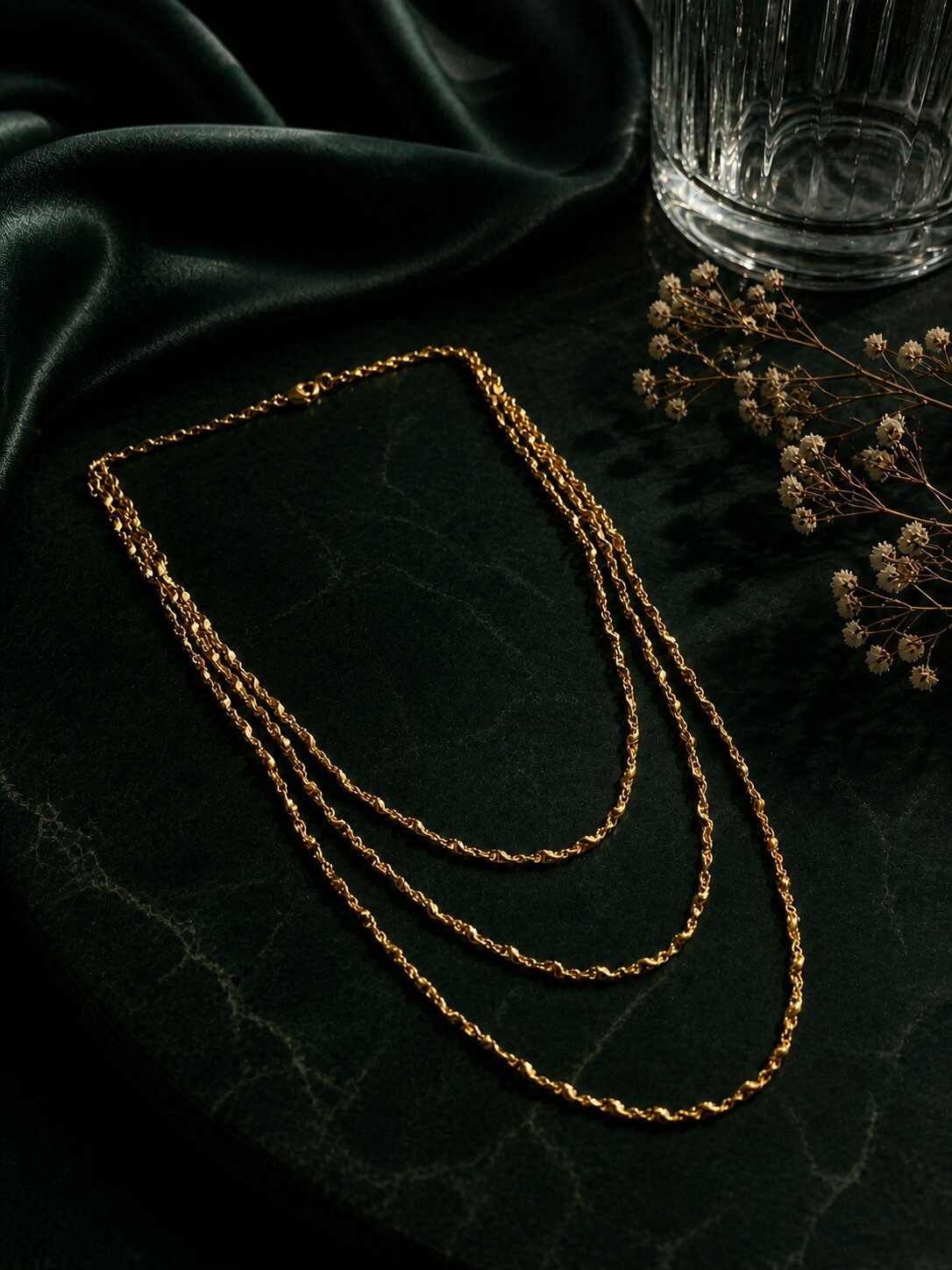 Tri-Layered Traditional Gold Plated Chain