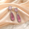 Rhodium Plated Geometric Teardrop Drop Earrings