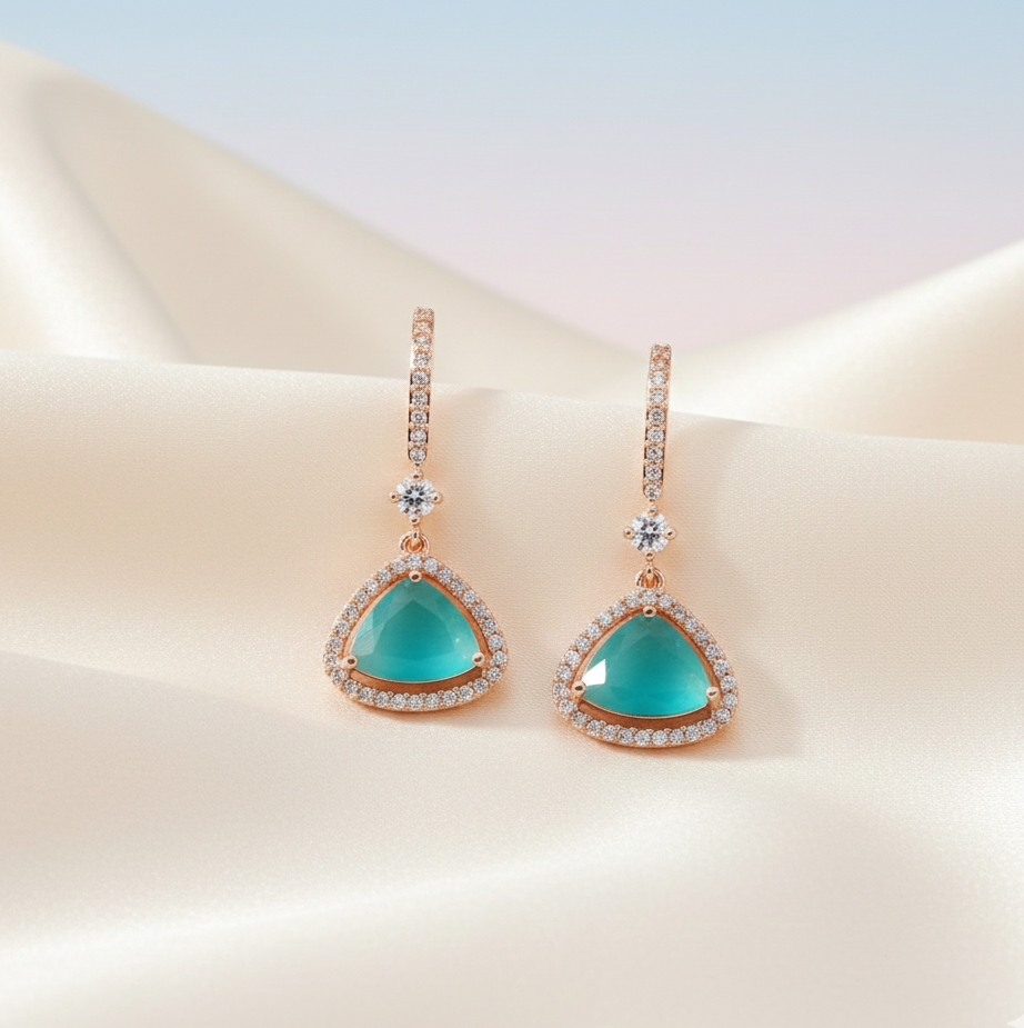 Triangle Rose Gold Hook Back Earrings