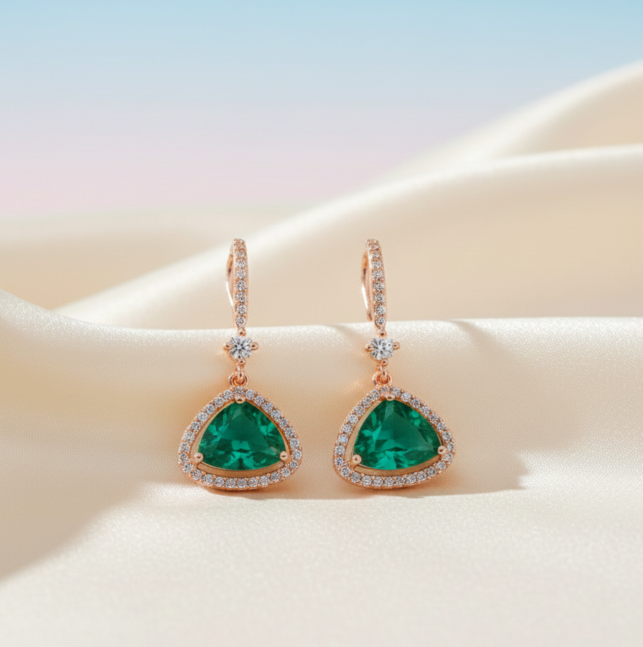 Triangle Rose Gold Hook Back Earrings