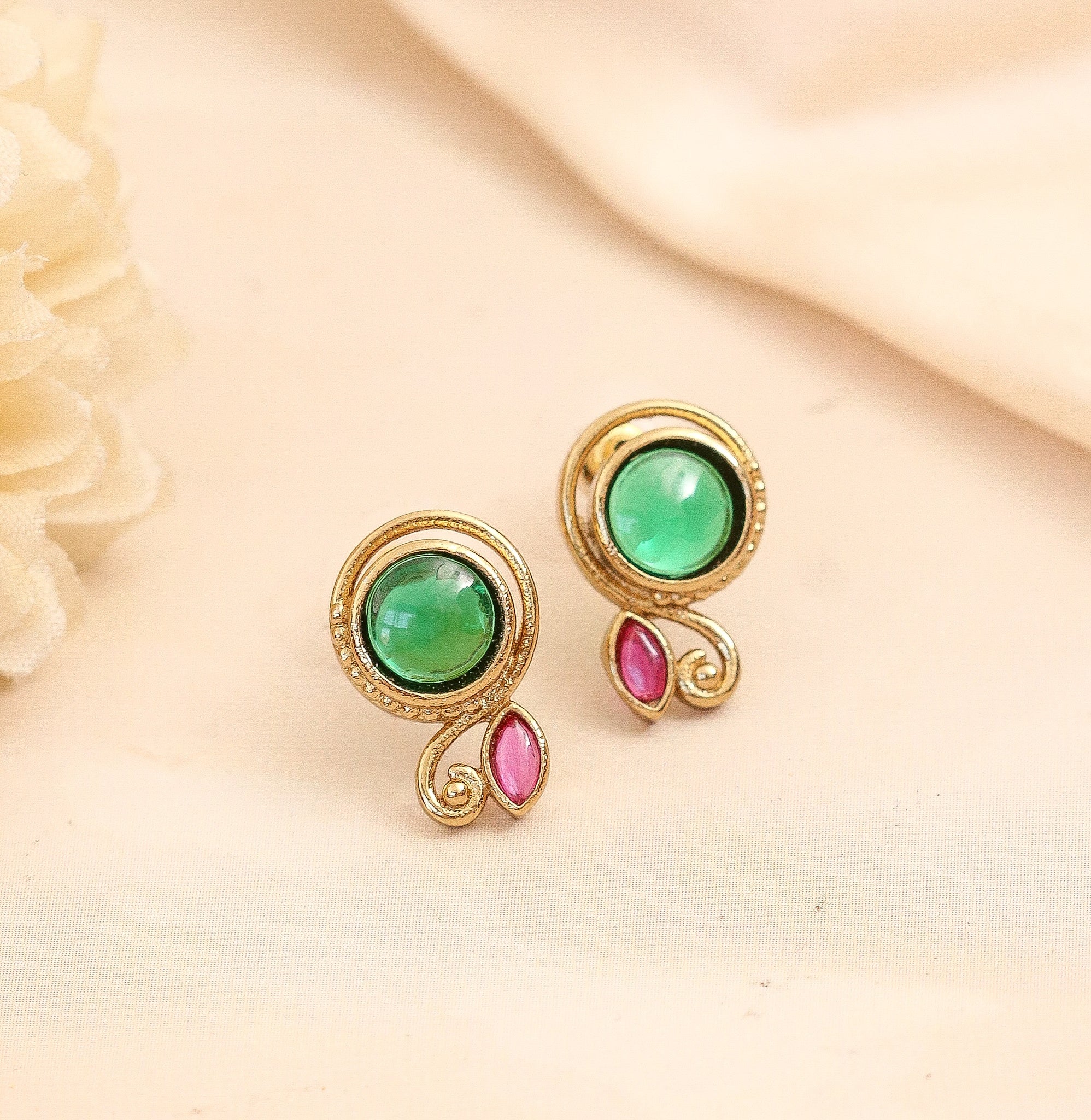 Classic Gemstone Gold Plated Earrings