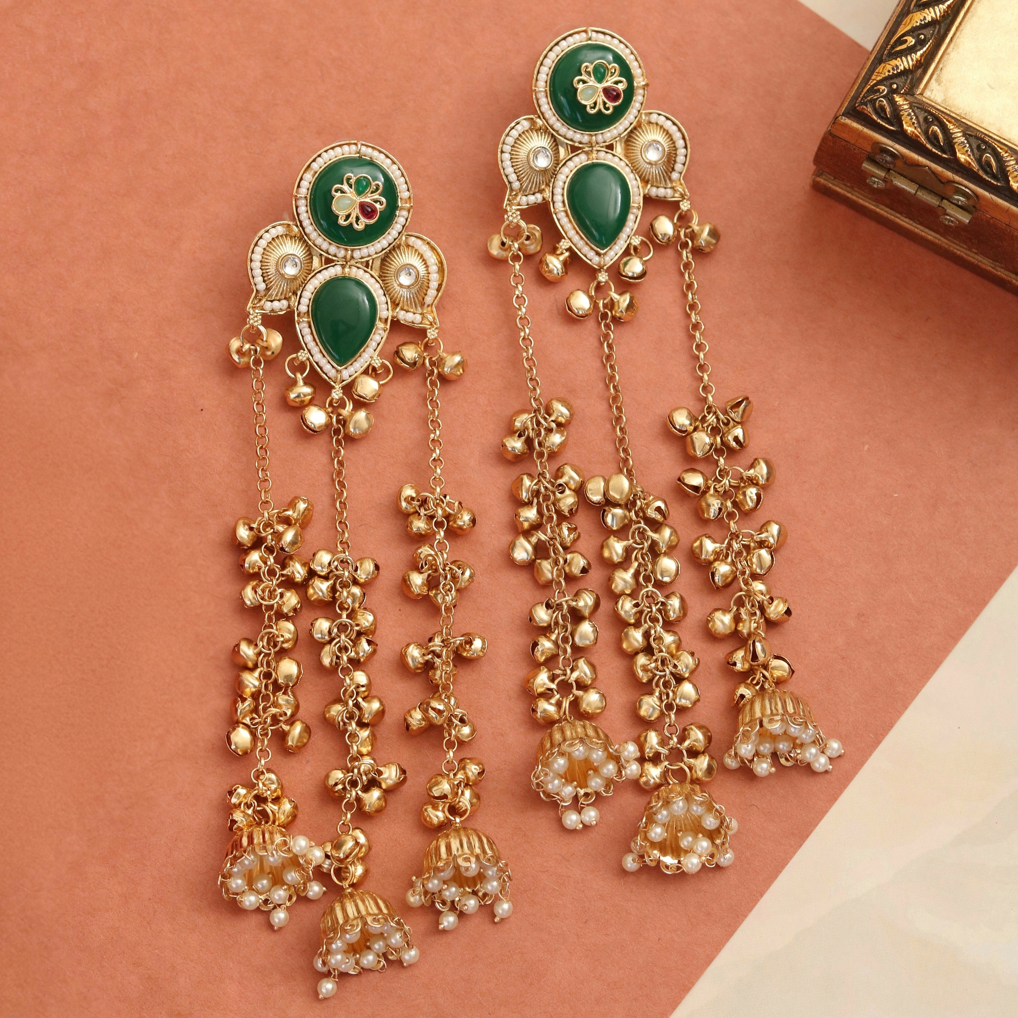 Ethnical Floral Enchnated Mehendi Plated Earrings