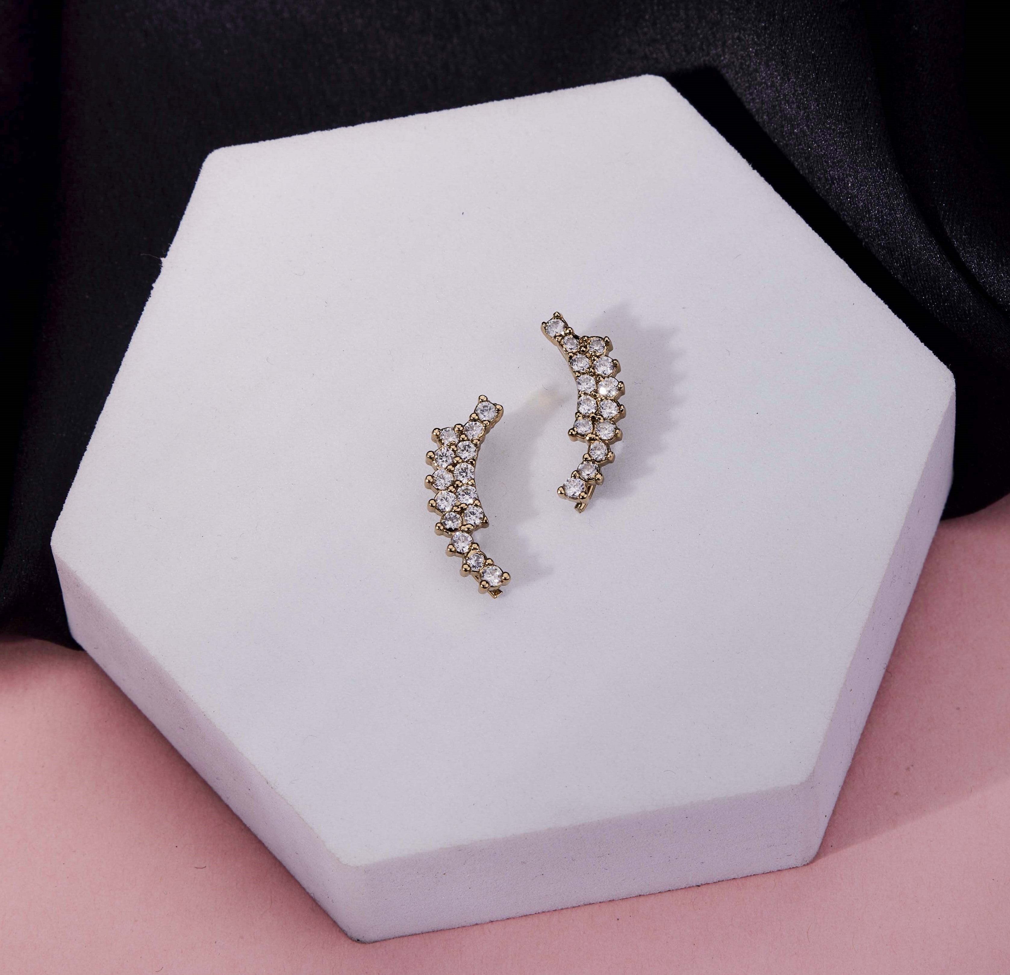 Adorned Curved Mehendi Plated Ear Cuffs
