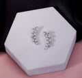 Rhodium Plated Leaf Design Crystal Ear Cuffs