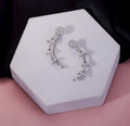 Rhodium Plated Floral Vine Crystal Ear Cuffs