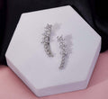 Rhodium Plated Curved Crystal Ear Cuffs