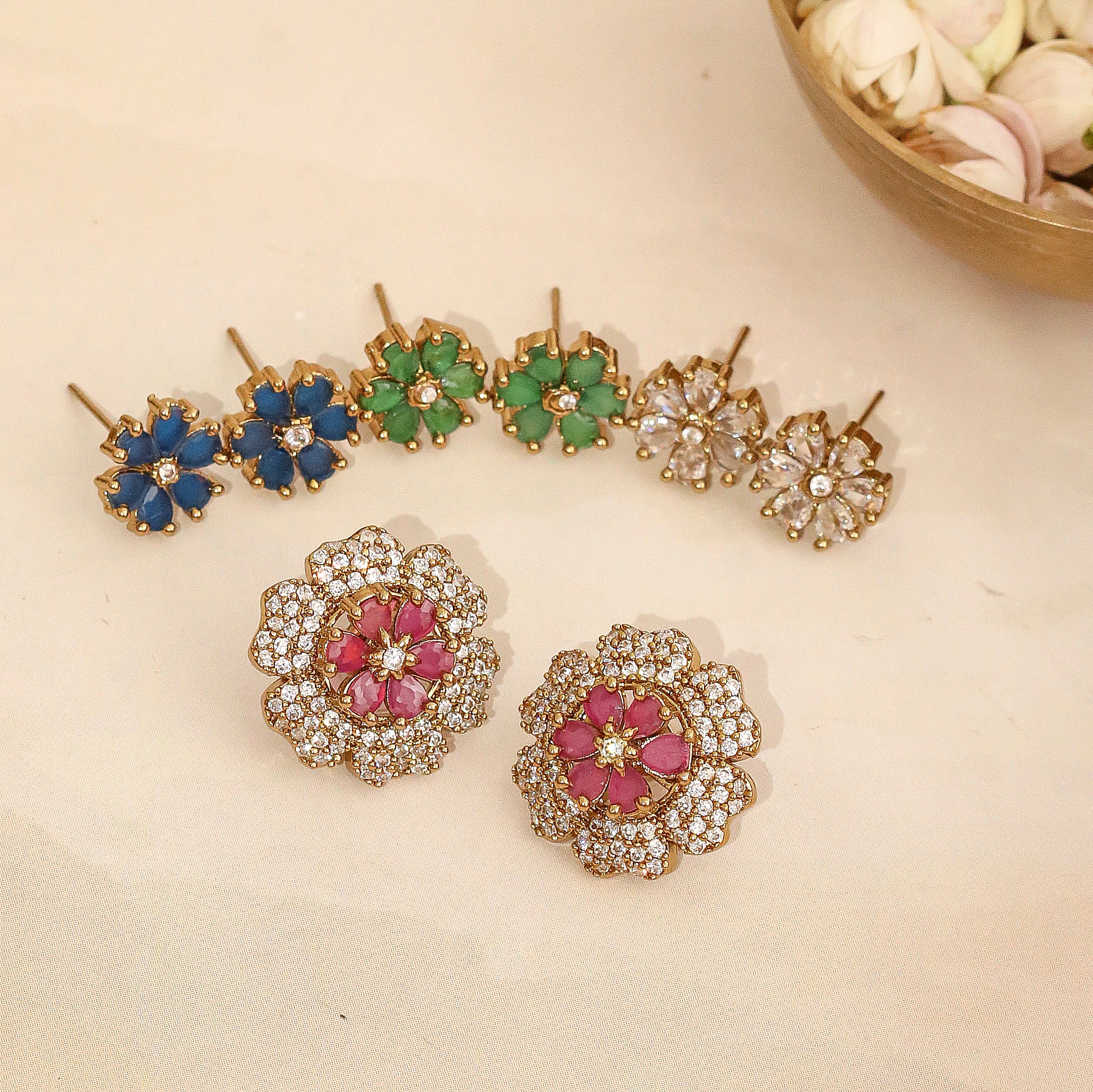 Floral Enchanted Mehendi Plated Changeable Earrings