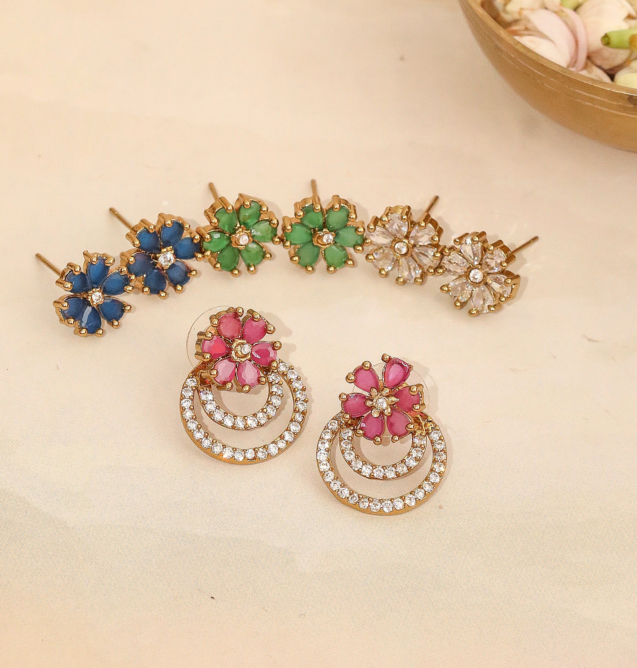 Glorious Floret Mehendi Plated Changeable Earrings