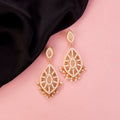 Elegant White Beaded Chandelier Gold Plated Earrings