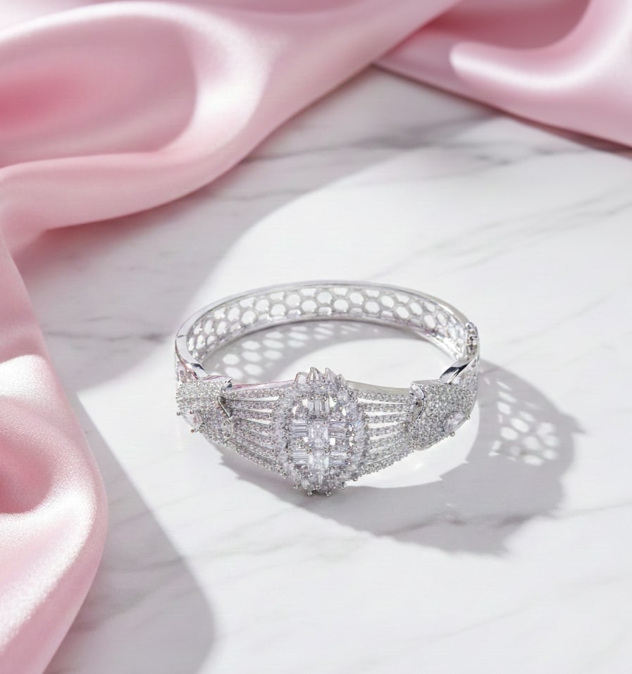 Elegant CZ Kada Bracelet - Dazzling Wrist Accessory