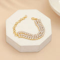 Three Layered Tennis Gold Silver Bracelet