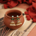 Traditional Single Leaf Petals Mehendi Plated Jhumka