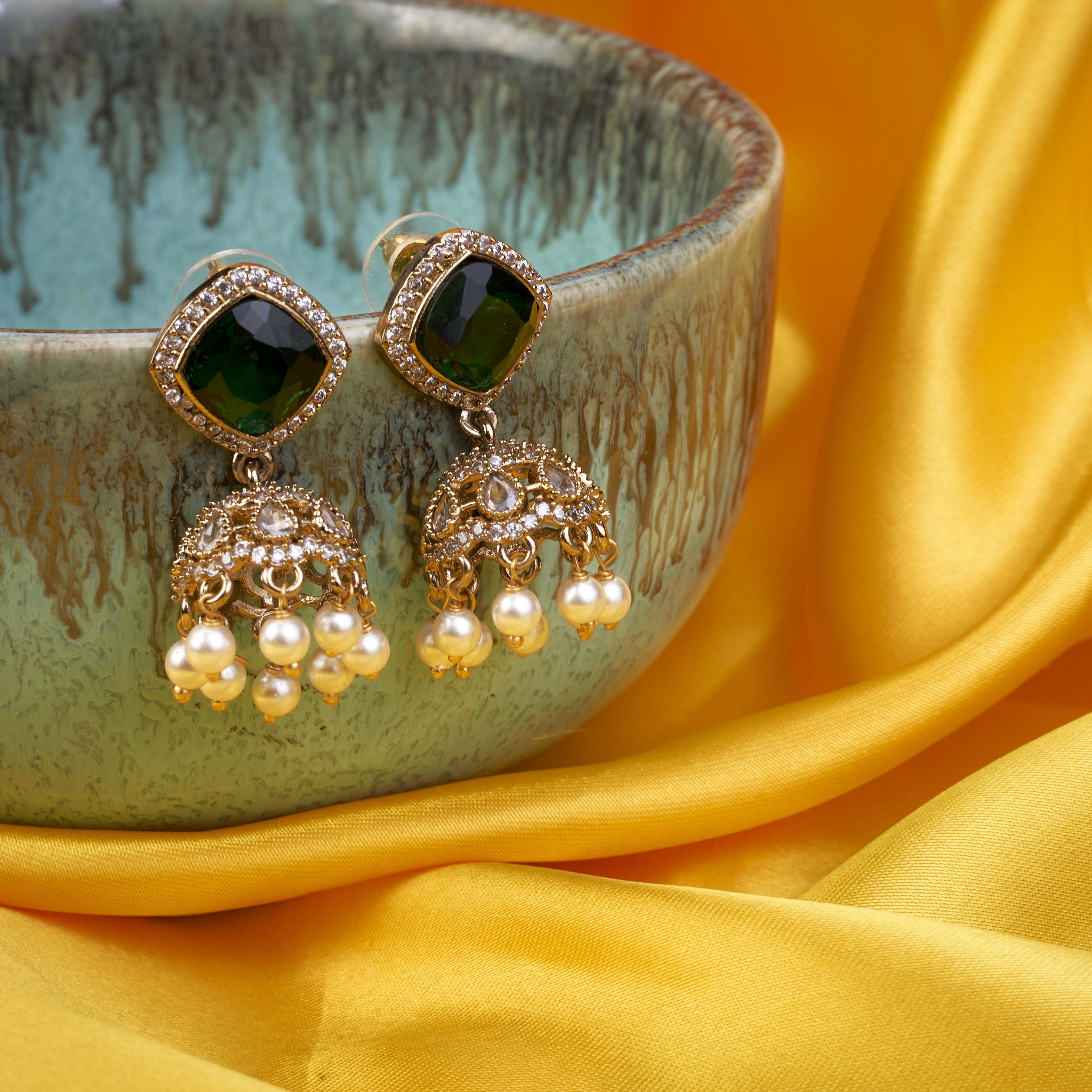 Square Loop Mehendi Plated Jhumka