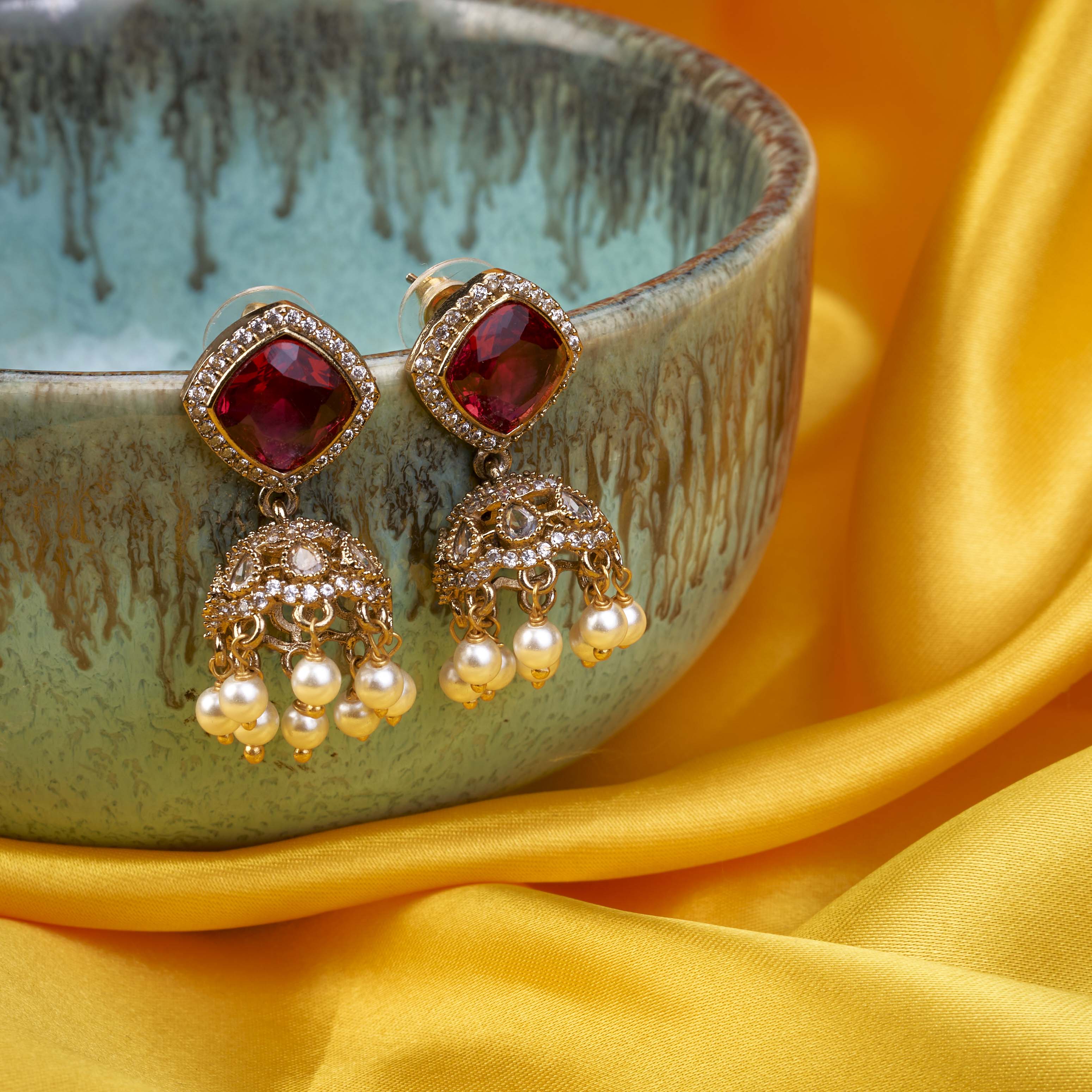 Square Loop Mehendi Plated Jhumka