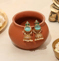 Pearl Drop Intricated Detailing Mehendi Plated Jhumka