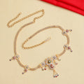 Two Tone Gold & Silver Plated Kundan Stone Floral Hip Belt