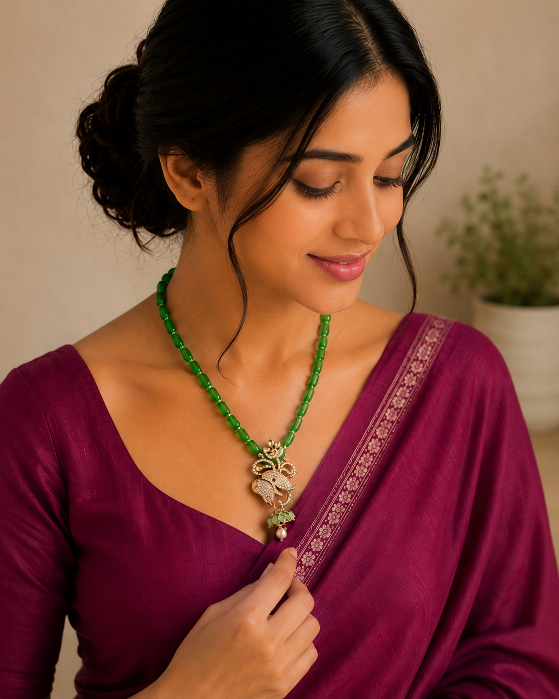 Ganpati Bappa Mehendi plated Locket Set