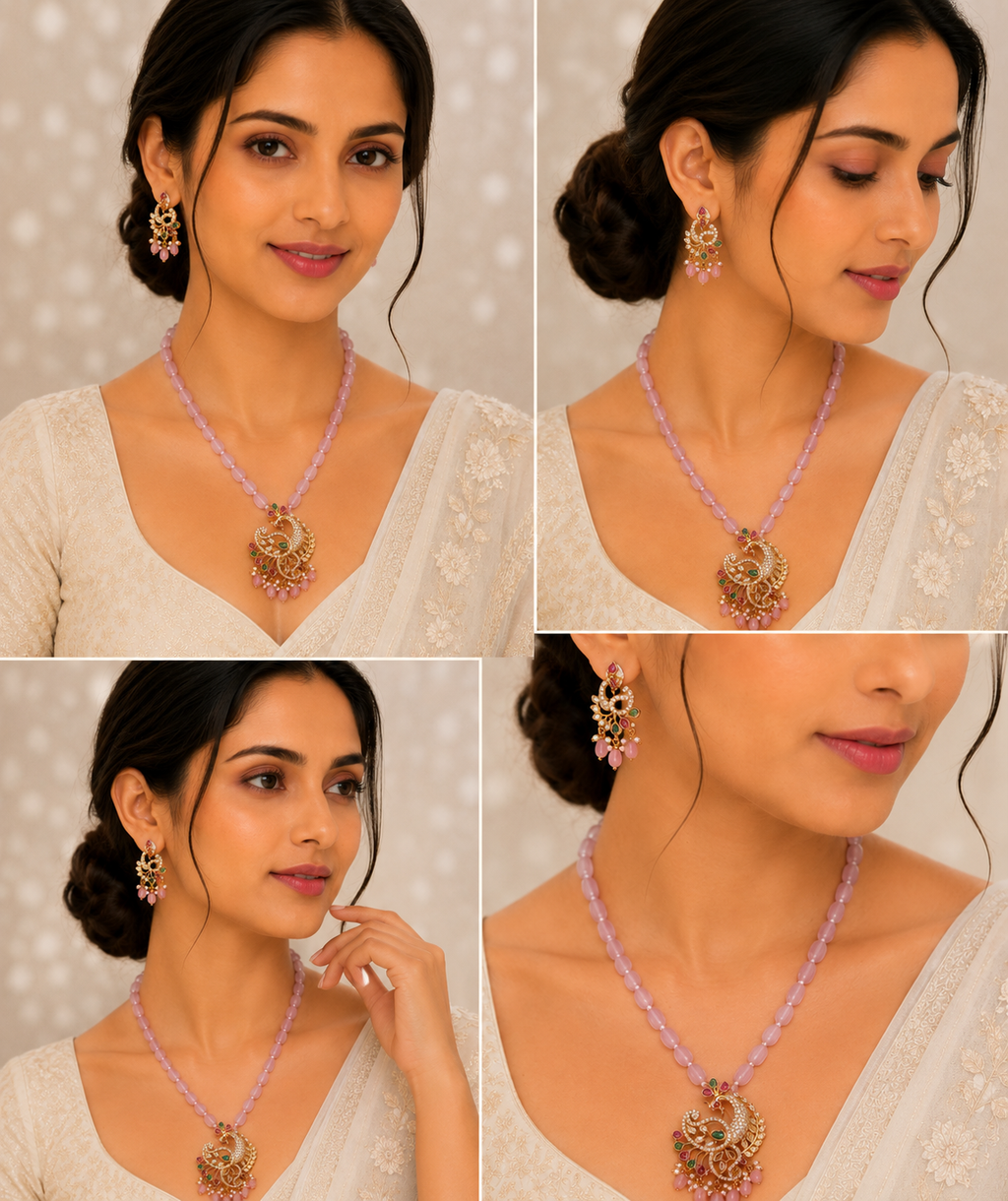 Elegant Peacock Gold Plated Locket Set with Earrings