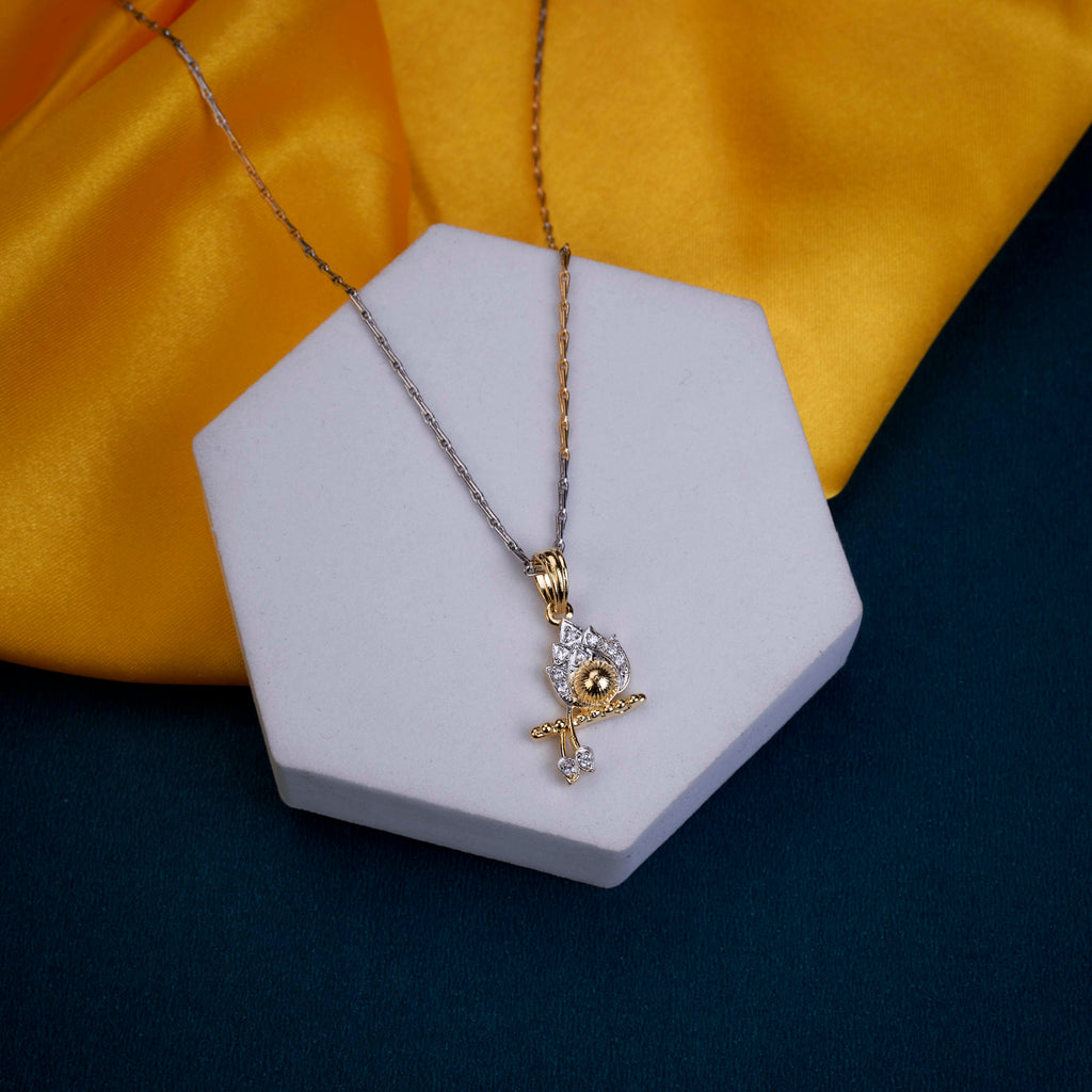 Gold-Silver Plated Murli Pendant AD Locket Set