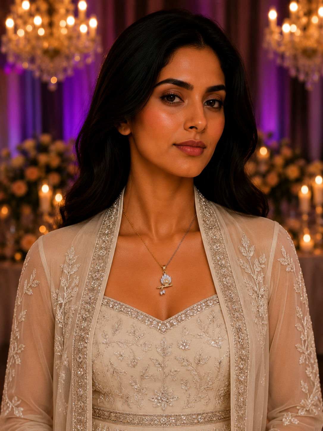 Gold-Silver Plated Murli Pendant AD Locket Set