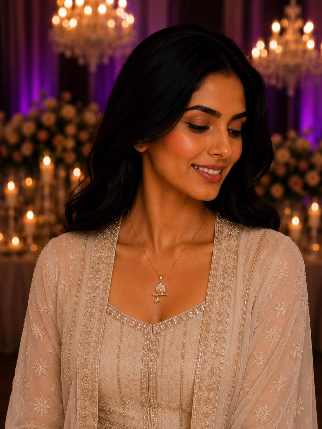Gold-Silver Plated Murli Pendant AD Locket Set