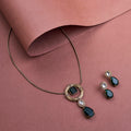 Vintage Style Mehendi Plated Locket Set with Earrings