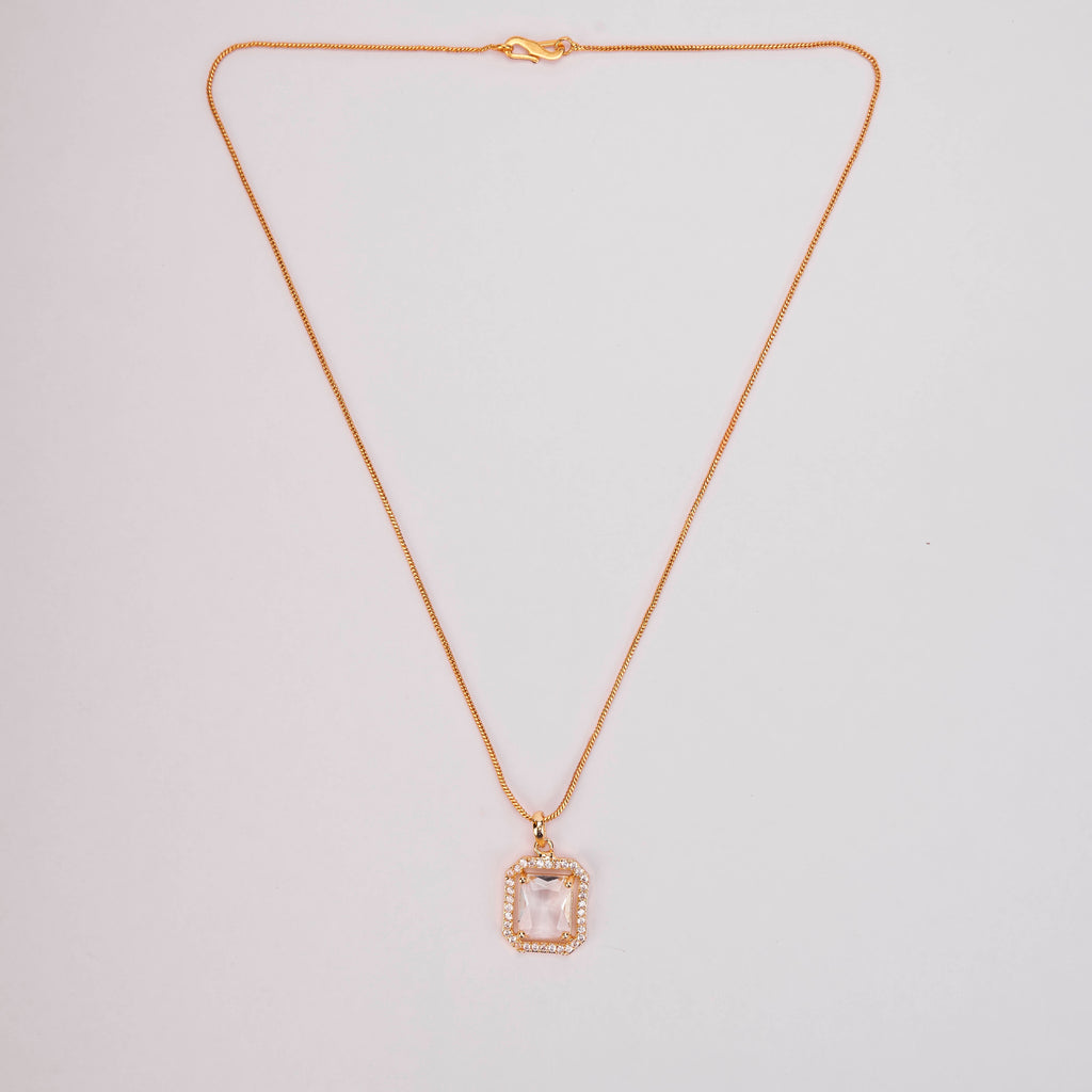 Gold Plated Octagon Stone Pendant with chain